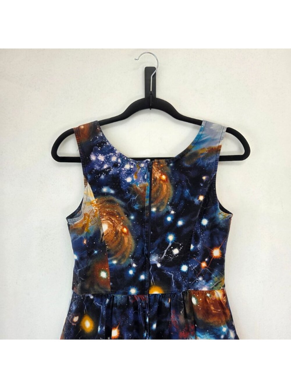 Modcloth Galaxy Print Fit and Flare Dress Blue Constellations Pinup Women's M - Picture 5 of 10